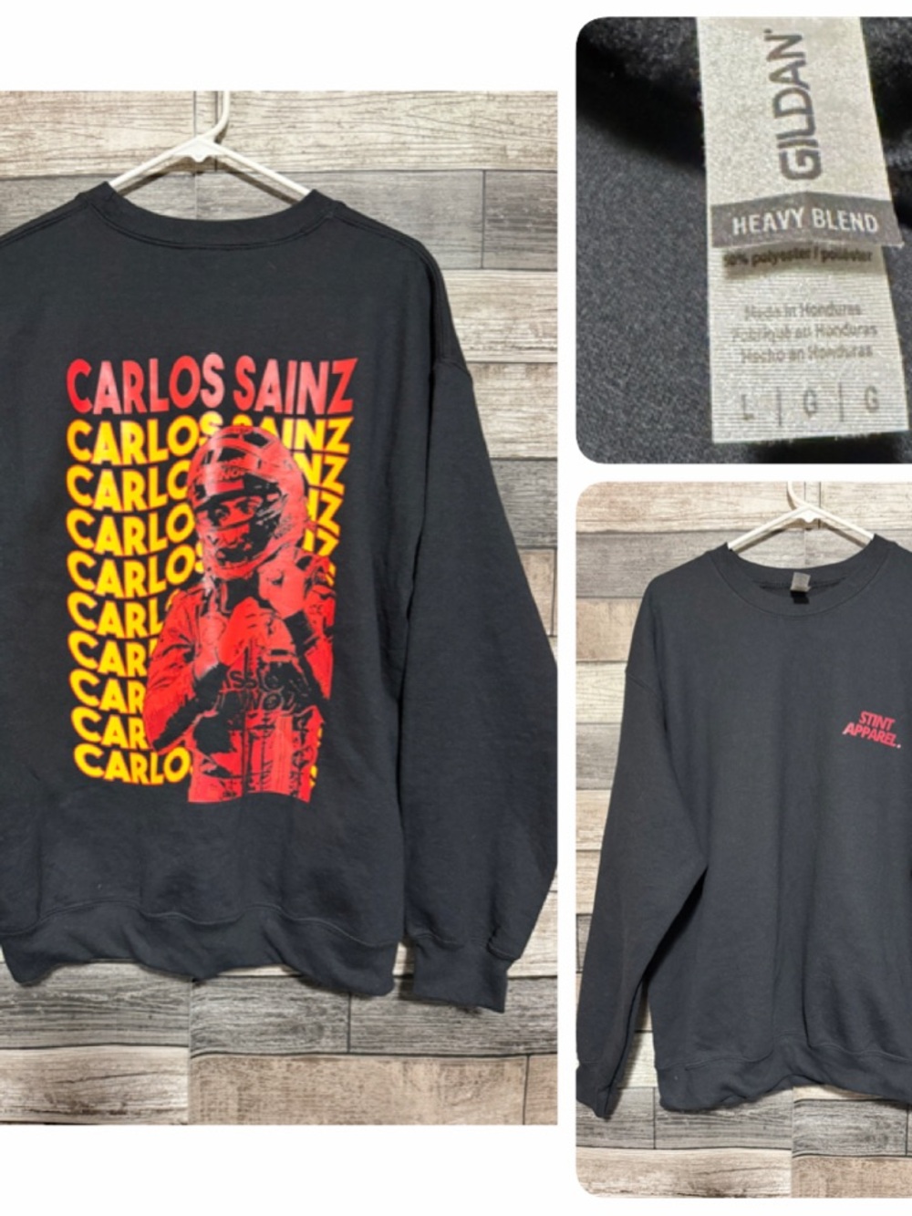 Gildan Stint Apparel Carlos Sainz Sweatshirt Men’s L Black Pullover Fleece